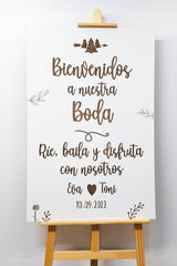 Cartel de madera blanco L