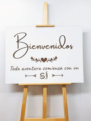 Cartel de madera blanco M
