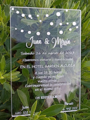 Invitación de boda de metacrilato