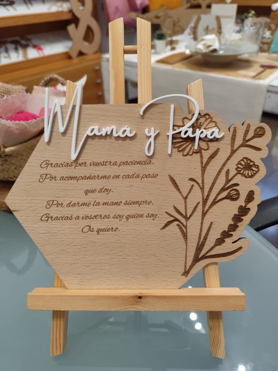 Dedicatoria en tabla de madera